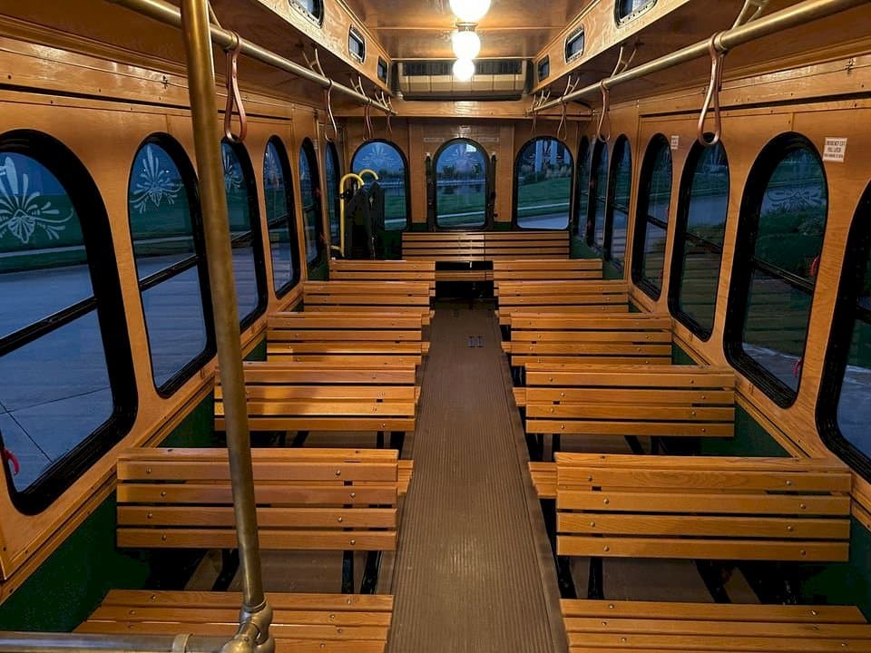 Vintage white trolley in Miami
