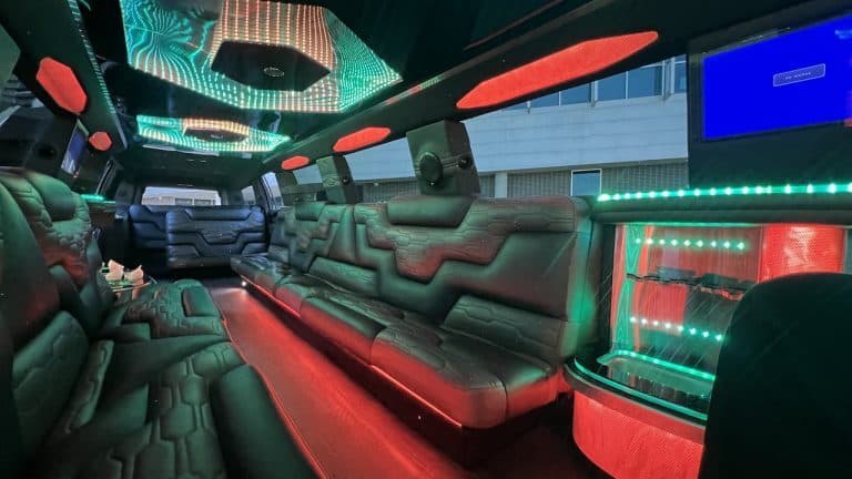 Interior view of Escalade Limo  20 Passengers