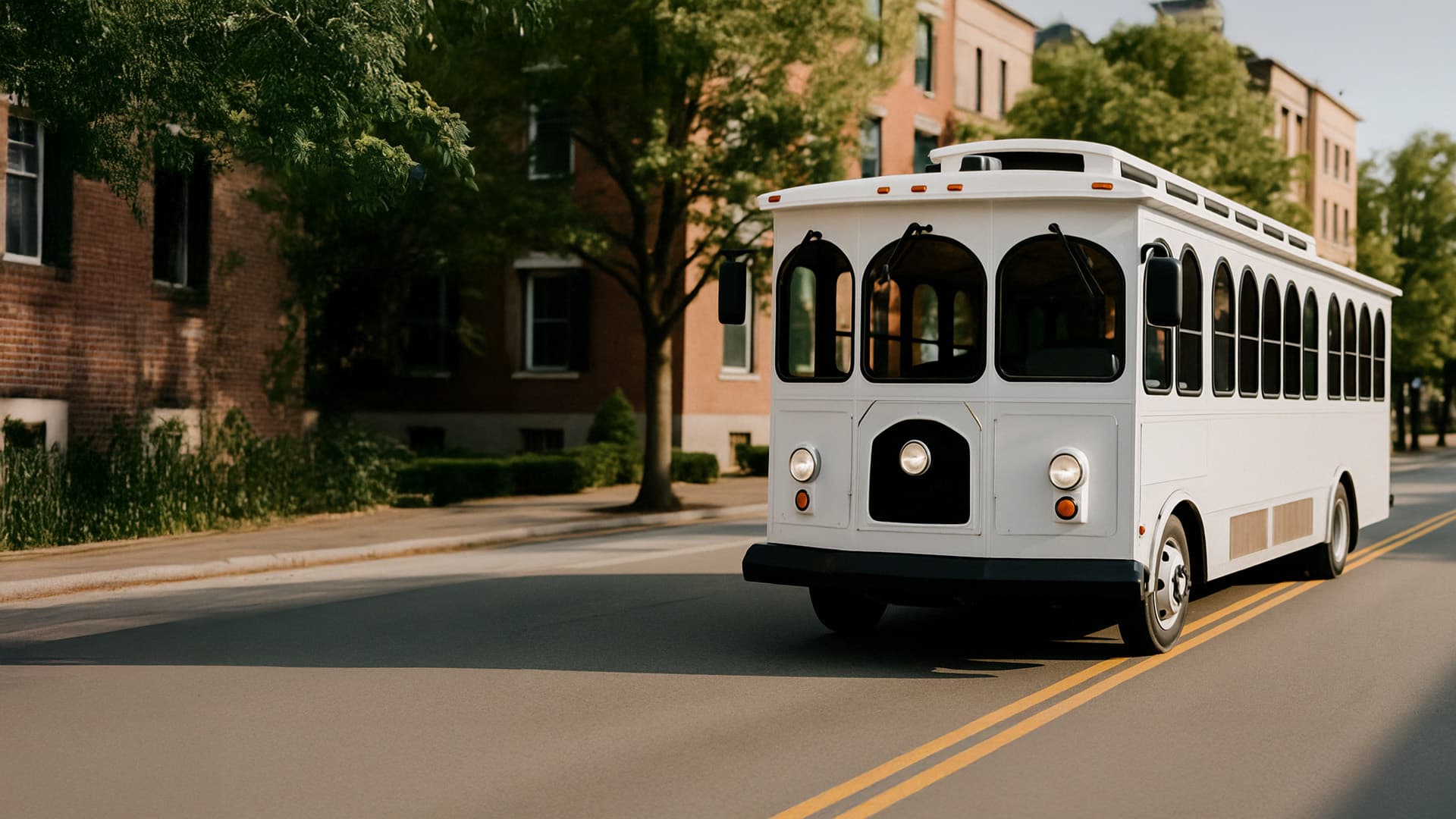Group enjoying a trolley ride