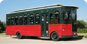 Exterior view of Red & Green Trolley - 30 Passengers