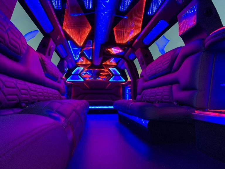Interior view of Cadillac Escalade ESV Limo