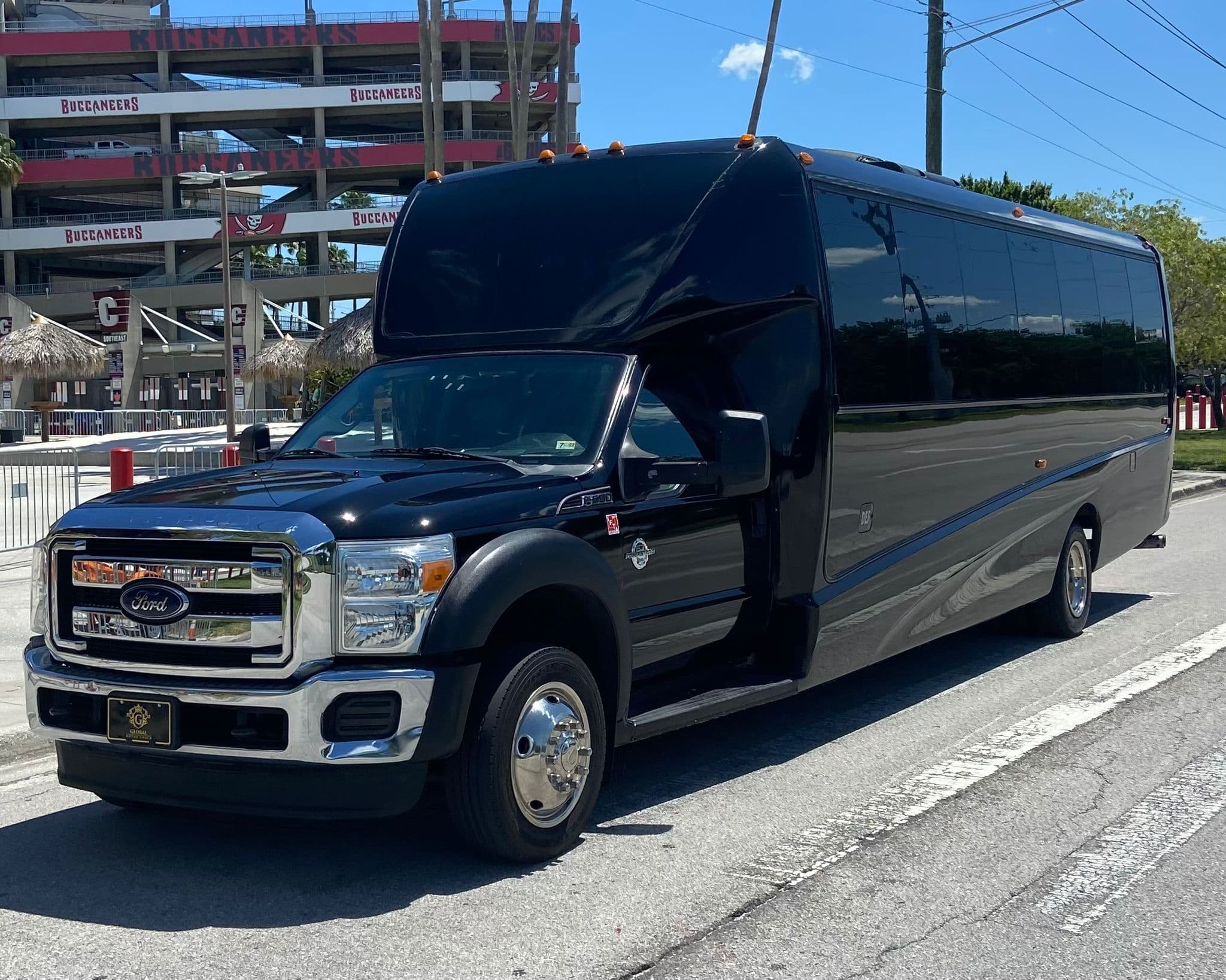 A fleet of party buses